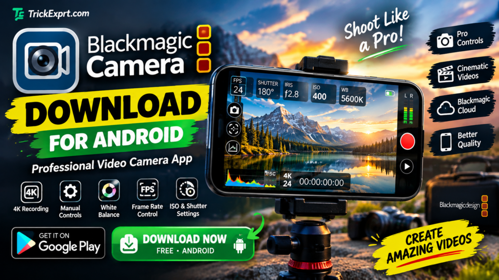 Blackmagic Camera app download for Android with professional video recording controls